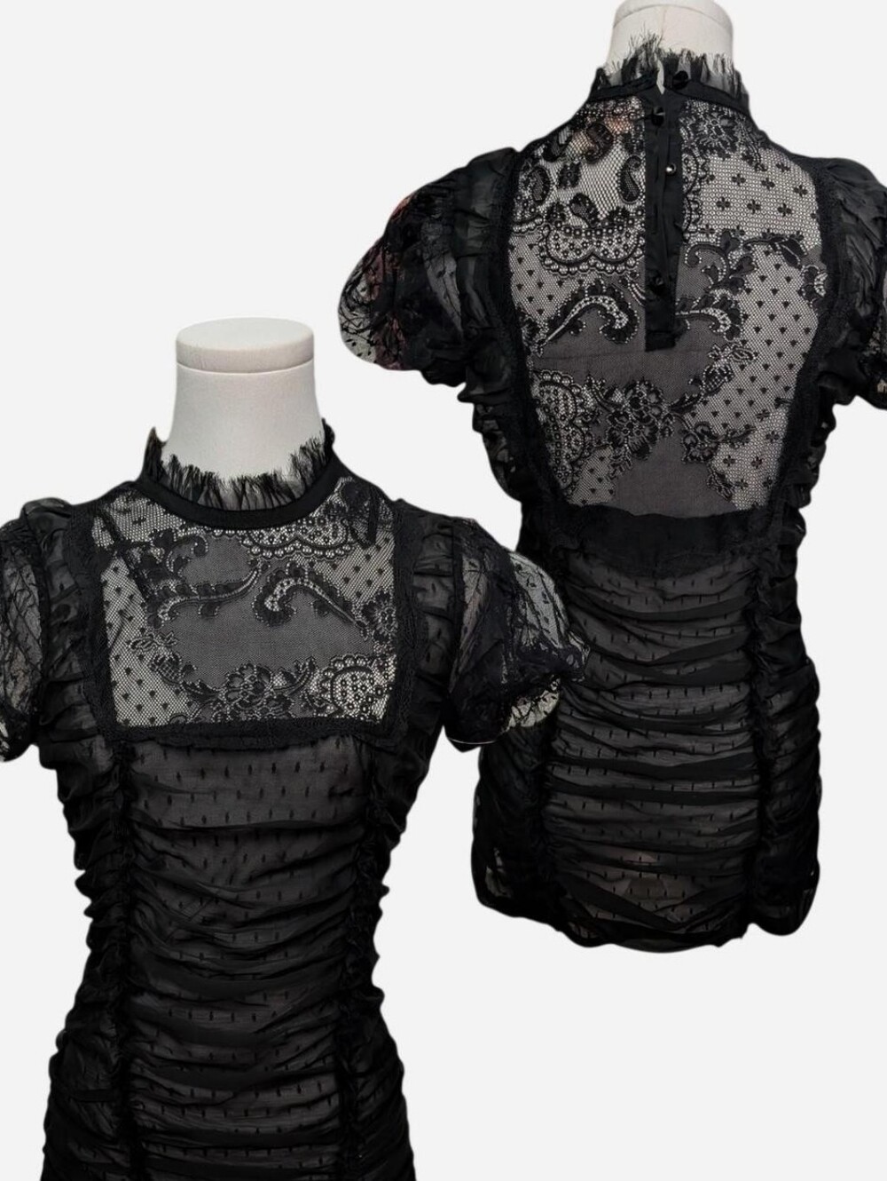 Y2K Lace Victorian-Style Cap Sleeve Blouse (fits a S/M) ‼️Price is firm